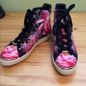 Ted Baker floral pink high top sneakers size 8